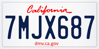 CA license plate 7MJX687