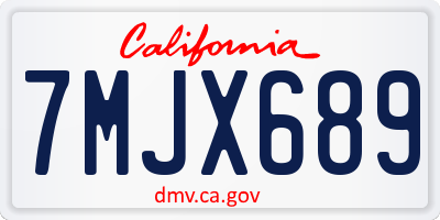 CA license plate 7MJX689