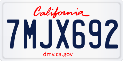 CA license plate 7MJX692