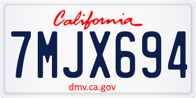 CA license plate 7MJX694