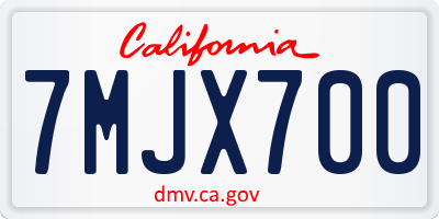 CA license plate 7MJX700