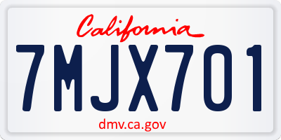 CA license plate 7MJX701