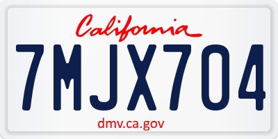 CA license plate 7MJX704