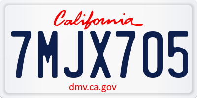 CA license plate 7MJX705