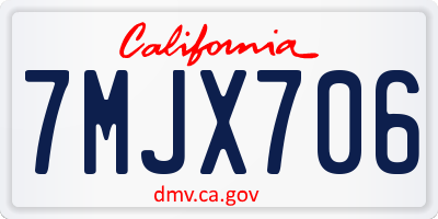 CA license plate 7MJX706