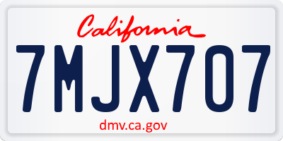 CA license plate 7MJX707