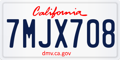 CA license plate 7MJX708