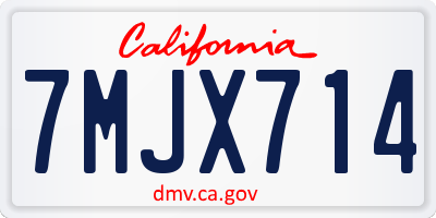 CA license plate 7MJX714