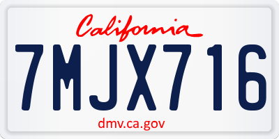 CA license plate 7MJX716