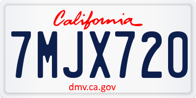 CA license plate 7MJX720