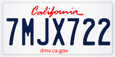 CA license plate 7MJX722