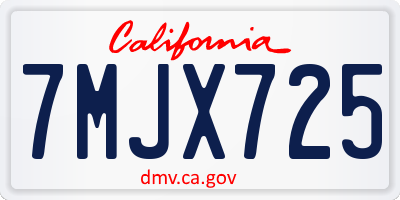 CA license plate 7MJX725