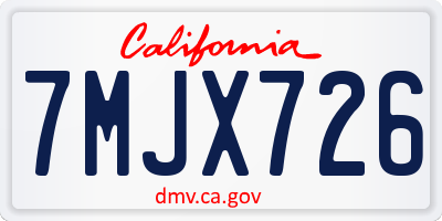 CA license plate 7MJX726