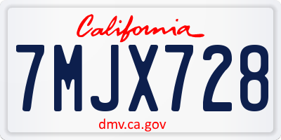 CA license plate 7MJX728