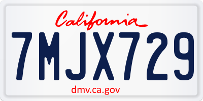 CA license plate 7MJX729