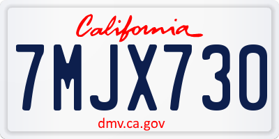 CA license plate 7MJX730