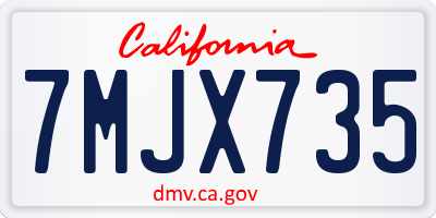 CA license plate 7MJX735