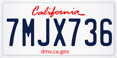 CA license plate 7MJX736