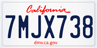 CA license plate 7MJX738