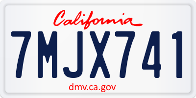 CA license plate 7MJX741