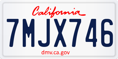 CA license plate 7MJX746