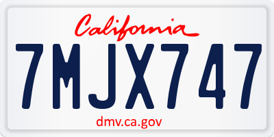 CA license plate 7MJX747