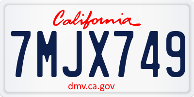 CA license plate 7MJX749