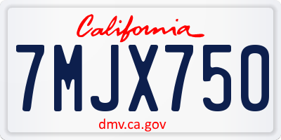 CA license plate 7MJX750