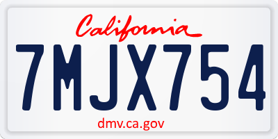 CA license plate 7MJX754