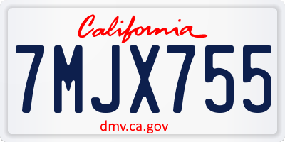 CA license plate 7MJX755