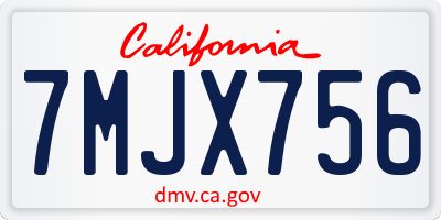 CA license plate 7MJX756