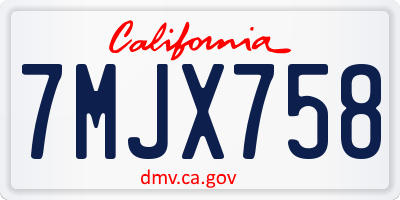 CA license plate 7MJX758