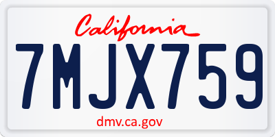 CA license plate 7MJX759