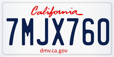 CA license plate 7MJX760