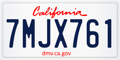 CA license plate 7MJX761