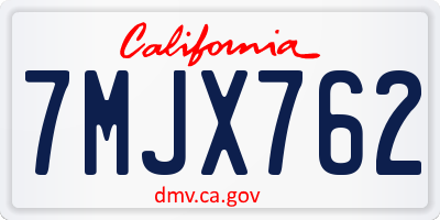 CA license plate 7MJX762