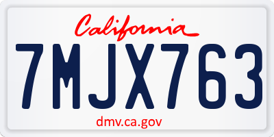 CA license plate 7MJX763