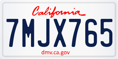 CA license plate 7MJX765