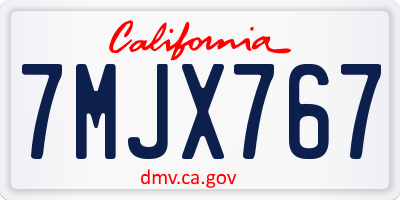 CA license plate 7MJX767