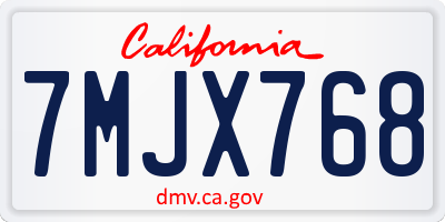 CA license plate 7MJX768