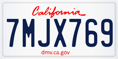 CA license plate 7MJX769