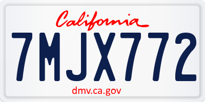 CA license plate 7MJX772