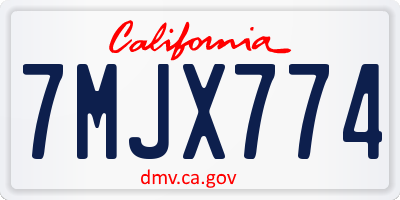 CA license plate 7MJX774