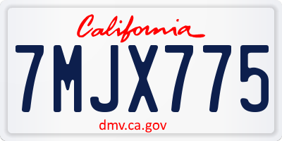 CA license plate 7MJX775