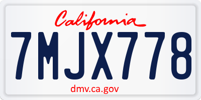 CA license plate 7MJX778