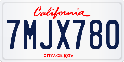 CA license plate 7MJX780
