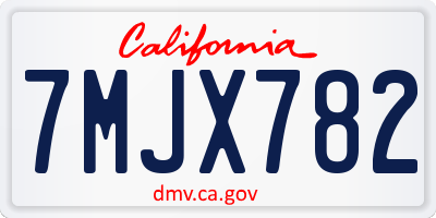 CA license plate 7MJX782