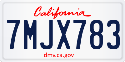 CA license plate 7MJX783