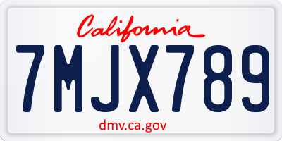CA license plate 7MJX789