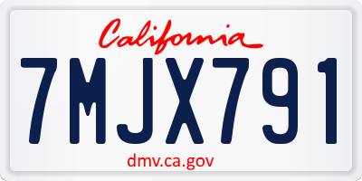 CA license plate 7MJX791